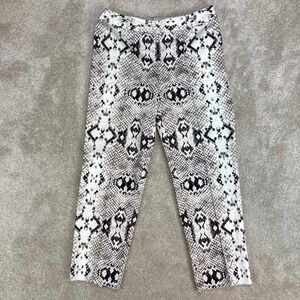 Worthington Snake Print Ankle Pants Womens 4 Beige Black Modern Stretch Office